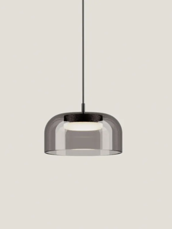 Spiesz się - Aromas Lampa wisząca Ipon śr. 20 cm dymiony szary klosz / czarny metal